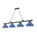 Z-Lite Cordon 4 Light Billiard, Bronze Plate & Dark Blue 2306-4BP-ARDB